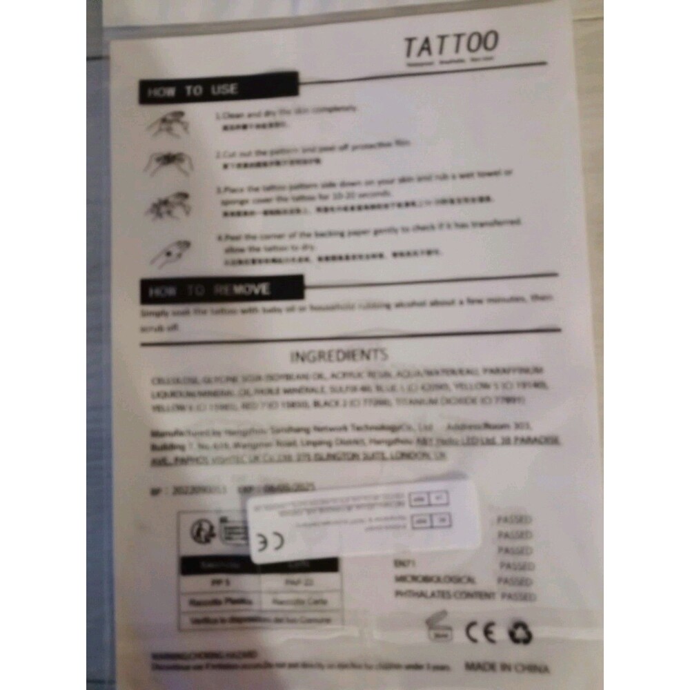 Mermaid Body Tattoo Transfer Black & Gray Body Art 7 1/2 X 5 1/4 NIP - Picture 3 of 3